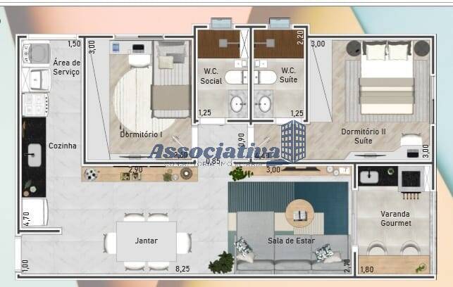 Apartamento à venda com 2 quartos, 64m² - Foto 3